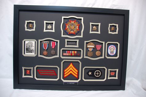 USMC shadow box display w/ Boston Firefighter items included within the display. Marine Pictures, Marine Military, Military Shadow Box, Military Marines, Military Pictures, Box Display, Us Marine Corps, Us Marine, Marine Corps