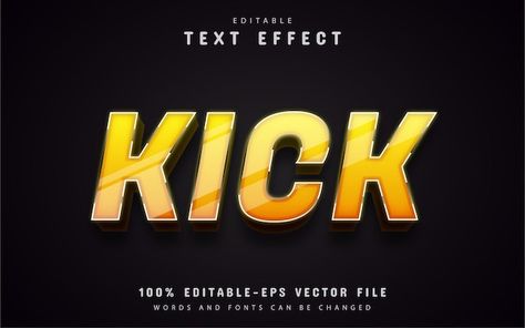 Kick text, yellow 3d text effect | Premium Vector #Freepik #vector #style #text #typography #text-effect Text Typography, 3d Text Effect, Logo Psd, Technology Icon, 3d Text, Text Effect, Card Banner, Presentation Template Free, Poster Invitation