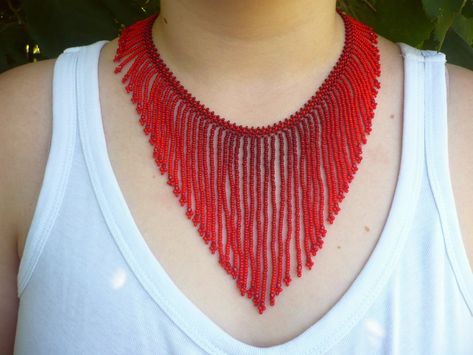 Traditional hungarian ethnic beaded necklace in gradient red color, ombre necklace, red collar necklace, beaded choker necklace, by Evasjewelery on Etsy https://www.etsy.com/listing/704149842/traditional-hungarian-ethnic-beaded Shades Of Red Color, Ombre Necklace, Turquoise Statement Necklace, Beadwork Necklace, Choker Collar Necklace, Fringe Necklace, Beaded Pendant Necklace, Bead Work Jewelry, Beaded Statement Necklace