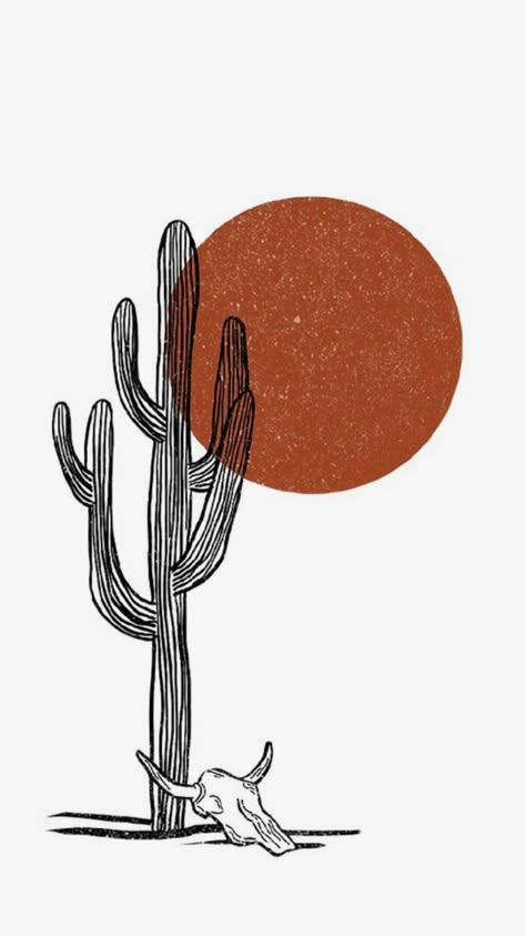 Desert Skeleton Art, Boho Western Images, Phone Themes Western, Simple Western Doodles, Western Images Clip Art, Boho Western Painting Ideas, Western Simple Drawings, Western Sunset Tattoo, Western Designs Art