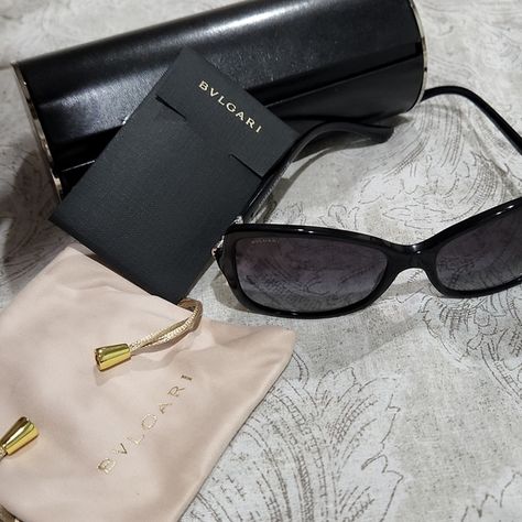 Women's BVLGARI Sunglasses Sunglasses Aesthetic, Bvlgari Sunglasses, Hard Case, Cat Eye Sunglasses, Declutter, The Original, Sunglasses Women, Square Sunglass, Pouch