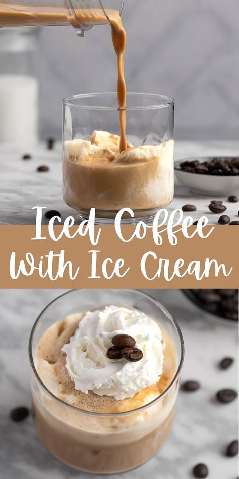 Coffee With Ice Cream, Creamy Iced Coffee, Easy Milkshake, Homemade Iced Coffee Recipe, Summer Coffee Drinks, Coffee Ice Cream Recipe, Homemade Coffee Drinks, Ice Cream Smoothie, Ice Cream Shake