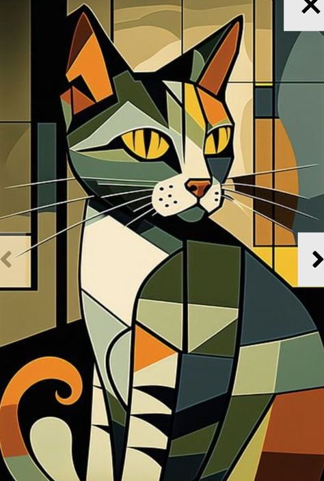 Modern Cat Art, Pop Art Cat, Illustration Kunst, Cubism Art, Simple Acrylic Paintings, Design Geometric, Art Pop, Bar Club, Cat Painting