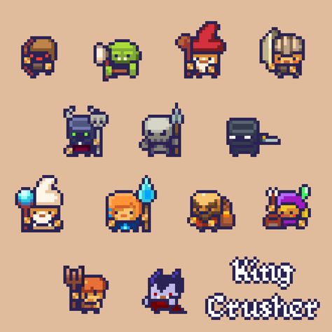 Small Pixel Art Characters, Pixel Art Character Animations, Pixel Art Character Spritesheet, Pixel Art Knight Character Design, 16x16 Character Sprite, Game Sprites Pixel Art, Pixel Art Video Game Characters, Indie Pixel Game, 8bit Game Design