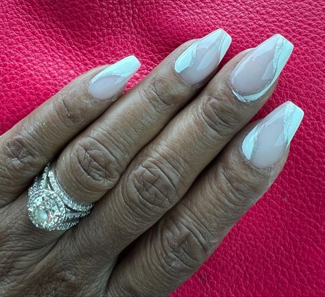 A little glitter Bride Nails, Wedding Nails, Silver Glitter, Nail Art, Glitter, Nails, Silver, White, Beauty