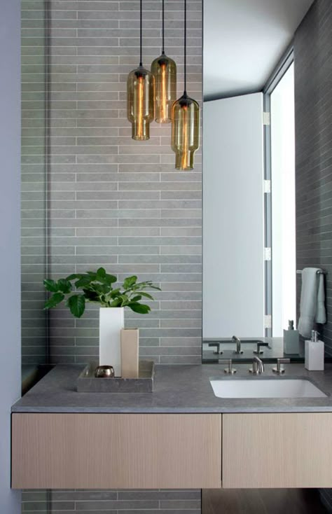 Niche Modern Lighting Narrow Mirror, Niche Modern, Modern Bathroom Light Fixtures, Grey Bathroom Tiles, Mid Century Modern Bathroom, Light Fixtures Bathroom Vanity, Modern Bathroom Lighting, Bathroom Pendant, Vanity Light Fixtures