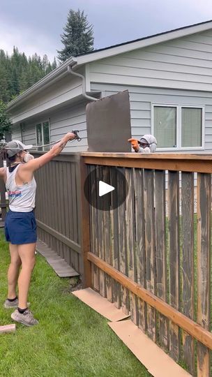 34M views · 111K reactions | Spraying the first coat of stain on this old fence. We used Messmers Oil Based Solid Stain tinted to match Sherwin Williams Charwood color. #silvervalleypainting #staining #painting #paint #sherwinwilliams #messmers #construction #silvervalleypaintingandconstruction #graco | Silver Valley Painting & Construction | Silver Valley Painting & Construction · Original audio Grey Stained Wood Fence, Sherwin Williams Semi Transparent Stain, Solid Stain Fences, How To Stain Old Wood Fence, Behr Semi Clear Stain Wood Fence, Grey Fences, Solid Stain Colors, Solid Stain, Fence Stain