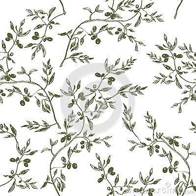 Seamless olive branch pattern hand drawn Olive Branch Illustration, Branch Illustration, Hand Drawn Vector Illustrations, Tree Pattern, Hand Drawn Vector, Tree Patterns, Olive Tree, Olive Branch, Hand Drawn Design