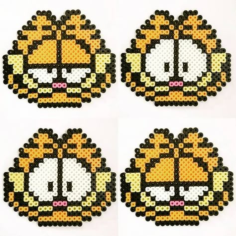 Garfield Perler Beads, Garfield Perler, Bead Templates, Pixel Beads, Melty Bead Patterns, Beaded Banners, Easy Perler Beads Ideas, Beads Patterns, Fuse Bead Patterns