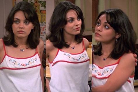 Jackie Hair That 70s Show, Jackie From That 70s Show Hair, Short Brown Hair 90s, 2000s Layered Hair Short, Mila Kunis Hair That 70s Show, Jackie Burkhart Hair Short, Jackie Burkhart Hairstyle, Soft Rounded Layers, Jackie That 70s Show Hair