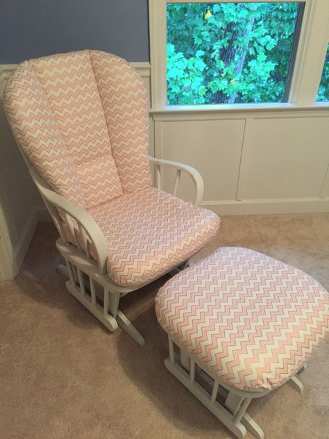 Glider Makeover - The Craft Crib Glider Chair Makeover, Reupholster Rocking Chair Diy, Glider Rocker Slipcover, Diy Rocking Chair, Rocking Chair Makeover, Nursery Canopy, Glider Rocker, Pallet Wall, Glider Chair