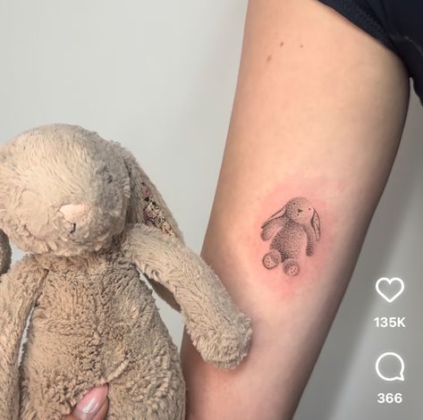 Sentimental Tattoos, Pointillism Tattoo, Tim Burton Tattoo, Bunny Tattoos, Rabbit Tattoos, London Tattoo, Hand Poked Tattoo, Delicate Tattoo, Dot Work Tattoo