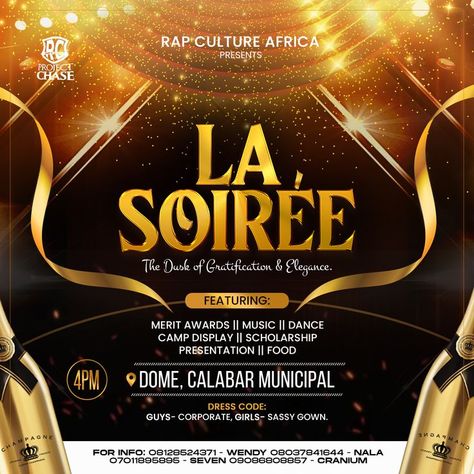 Soiree Party, Award Poster, Event Planner Logo, Mailer Design, Photoshop Tutorial Graphics, Creative Book Covers, Poster Design Layout, Banner Design Inspiration, Church Poster Design