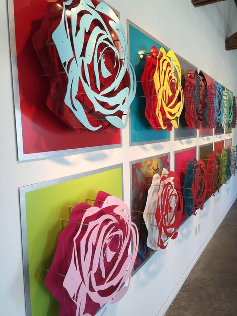 For Sale on 1stDibs - Six Roses, Metal, Enamel by Michael Kalish. Offered by FP Contemporary. Tube Art Installation, Metal Art Installation, Dimensional Wall, Paper Garland, Art Installation, Neon Art, Wall Sculpture Art, Abstract Flowers, Wall Sculptures