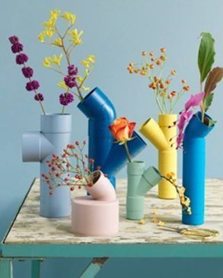 #DIY Vase Project, Pvc Pipe Projects, Pvc Projects, Inexpensive Home Decor, Colorful Candy, Pvc Pipe, Diy Hacks, Kids Crafts, Diy Garden