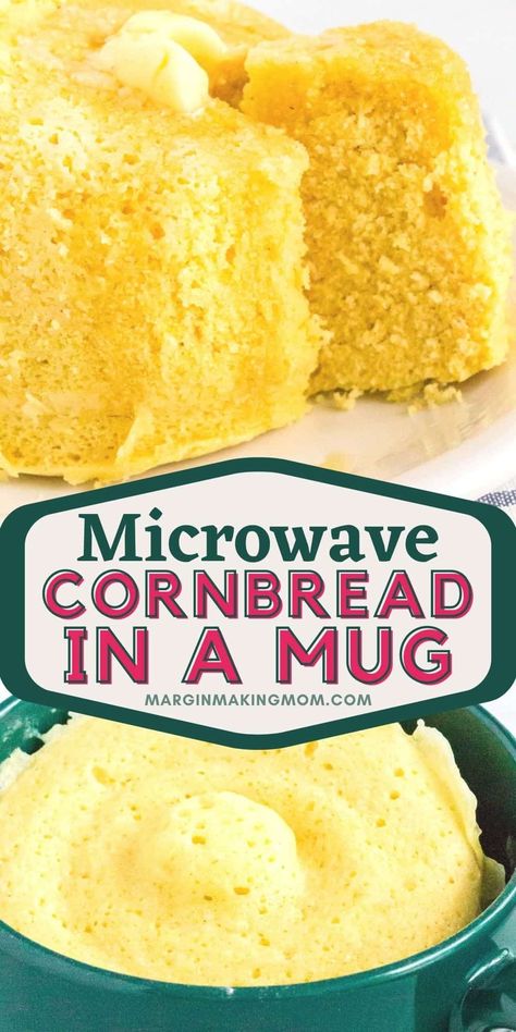 Mug Cornbread Microwave, Microwave Cupcakes Recipe, Microwave Mug Breakfast, Cornbread In A Mug, Cornbread For Two, Microwave Cornbread, Healthy Microwave Recipes, Meal In A Mug, Muffin In A Mug Recipe