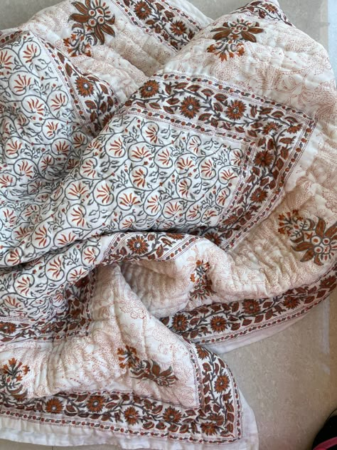 Hand Block Printed Quilt Indian Handmade Jaipur Razai Cotton - Etsy Australia Cottage Core Apartment Bedroom, Pretty Bed, Sew Blanket, Bohemian Bedding, Block Print Quilt, Floral Quilt, Rajasthan India, Hand Block Print, Printed Quilt