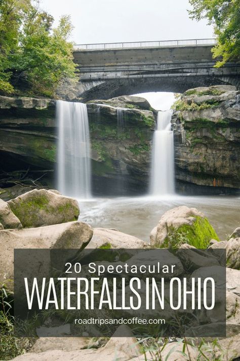 When you think of Ohio you probably think of flat agricultural lands as far as the eye can see. Would you be surprised to learn there are dozens of spectacular waterfalls in Ohio? Learn about these best of the waterfalls, details on getting there, and tips on where to park. #travel #ohio #waterfalls #GoForaDrive Ohio Waterfalls, Day Trips In Ohio, Ohio Hiking, Hocking Hills State Park, Cuyahoga Valley National Park, Waterfall Trail, Ohio Travel, National Parks Trip, Road Trip Itinerary