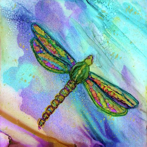 perfect for your nursery, this sweet dragonfly alcohol ink print can be used to decorate your wall or put on items of home decor such as a comforter for the crib and so much more. Dragonfly Paintings, Dragonfly In Flight, Dragonflies Art, Animal Nursery Prints, Dragonfly Painting, Dragonfly Wall Art, Tiny Creatures, Dragonfly Print, Bug Art