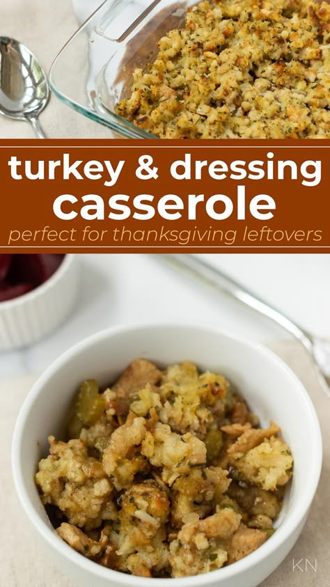 Turkey And Dressing Casserole, Turkey Dressing Casserole, Holiday Stuffing Recipes, Turkey Stuffing Casserole, Sage Dressing, Leftover Stuffing Recipes, Turkey And Dressing, Turkey Dressing Recipe, Sausage Dressing