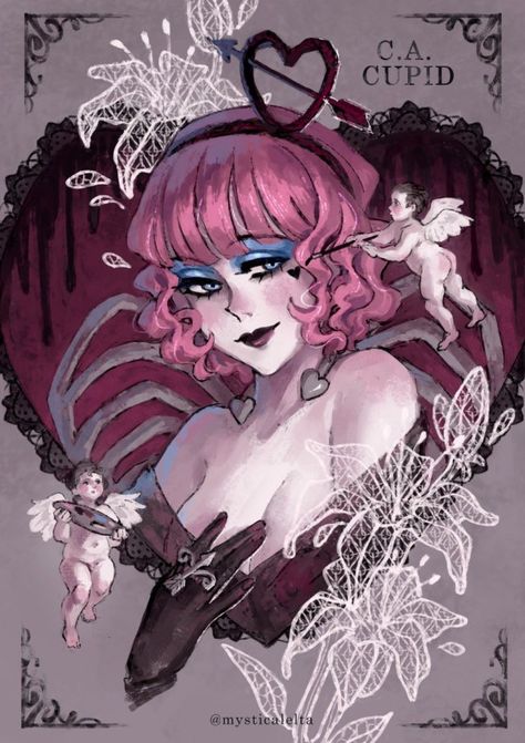 C A Cupid Monster High Fanart, Ca Cupid Fanart, Ca Cupid Monster High, Cupid Fanart, C A Cupid Monster High, Valentine Monster High, Elissabat Monster High, Monster High Christmas, Pink Hair Character