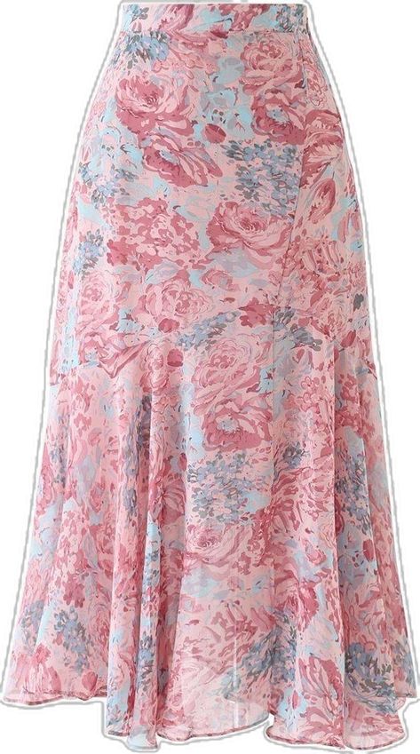 Chiffon Midi Skirt, Abstract Rose, Mode Hippie, Led Dress, Pink Retro, Fashion Buyer, Indie Design, Skirt Design, Rose Print