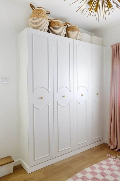 Easy Hack to Build-In an IKEA Pax Wardrobe - A Beautiful Mess Ikea Wardrobe Hack, Ikea Instructions, Armoire Ikea, Pax Closet, Closet Island, Cabinet Trim, Hacks Ikea, Ikea Wardrobe, Ikea Pax Wardrobe