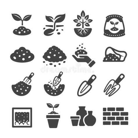 Soil icon set. Vector and illustration stock illustration Icon Set Vector, Children Illustration, Icon Set, Flyer Template, Adobe Stock, Icon Design, Soil, Vector Art, Stock Illustration