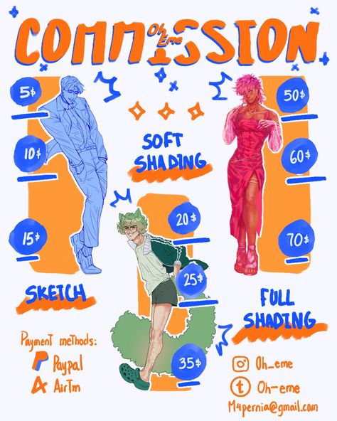 Comissions Art Prices Template, Art Commissions Sheet, Artist Commission Sheet, Comissions Art Sheet, Commission Sheet Reference, Artist Vibes, Commission Sheet, Commission Ideas, Drawing Commissions