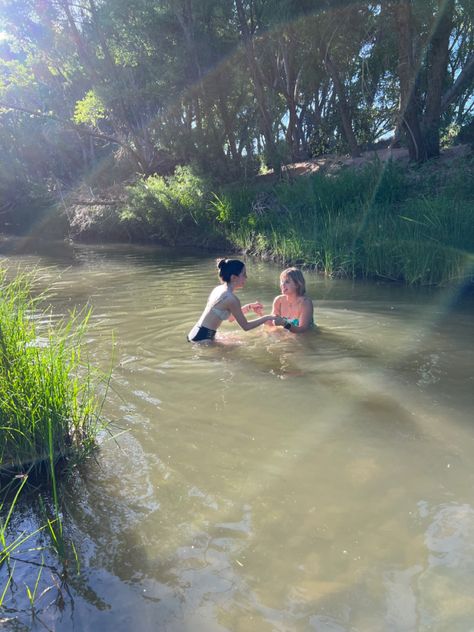 Friends In Nature Aesthetic, Nature Friends Aesthetic, Friends In Nature, People In Nature, Creek Aesthetic, River With Friends, River Pics With Friends, Lake Friends Aesthetic, Creek Swimming Aesthetic