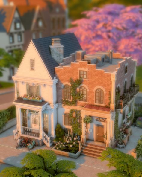 LOLLISIMSI on Tumblr Rent Please Game House Ideas, Sims 4 Townhouse No Cc, Britchester The Sims 4, Ts4 Britechester, Sims Brick House, Sims 4 Britechester Cc, Sims 4 Townhouse Interior, Sims 4 Britechester House, Malden Sims 4 Cc