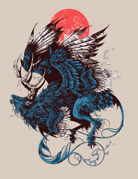 Peryton by Ivan Belikov Ivan Belikov, Graphisches Design, Instagram Prints, Japon Illustration, 판타지 아트, Creature Design, Art Plastique, Creature Art, Dark Fantasy Art