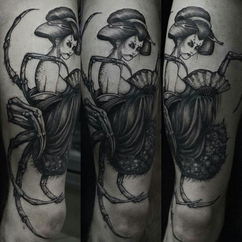 Jorogumo tattoo Jorogumo Yokai, Jorogumo Tattoo, Gabriel Tattoo, Japanese Mythical Creatures, Japanese Drawings, Peonies Tattoo, Japan Tattoo, English Tattoo, Tattoo Sleeve