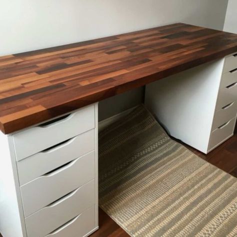 41 Ikea Alex Desk Hack Ideas That'll Blow Your Mind - Pink Pop Design Ikea Alex Desk Hack, Ikea Hack Vanity, Funky Desks, Ikea Alex Desk, Alex Desk, Alex Drawers, Ikea Alex Drawers, Ikea Play Kitchen, Desk Hacks