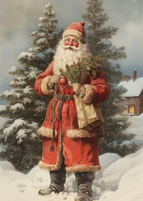 Victorian Santa Image, Chocolate Flan Recipe, Icy Christmas, Christmas Vintage Images, Blog Illustration, Chocolate Flan, Decoupage Images, Christmas Image, Christmas Motifs