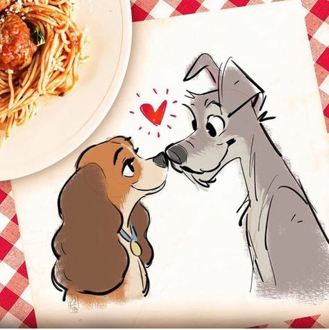 Disney Doodles, Spaghetti Dinner, Disney Drawings Sketches, Disney Paintings, Disney Art Drawings, Animation Studios, Disney Artwork, Disney Sketches, Walt Disney Animation