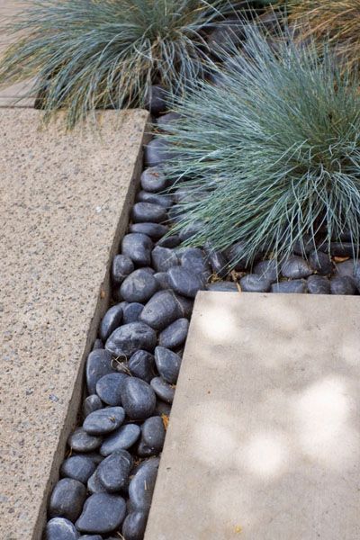 Mexican Beach Pebbles, Black Rocks, Mexican Beaches, Crystal Springs, Concrete Paving, Modern Landscape Design, Modern Landscape, Landscape Plans, Landscaping Tips