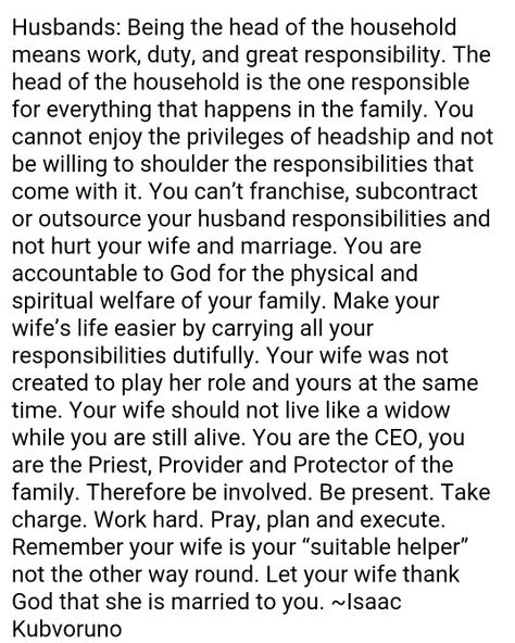 Husbands Leading Quotes, Defensive Husband Quotes, Husbands Duty To His Wife, Husband Duty To Wife, No Help From Husband Quotes, Husband Duties To His Wife, Unappreciative Husband, Unsupportive Husband Quotes Marriage, Irresponsible Husband Quotes