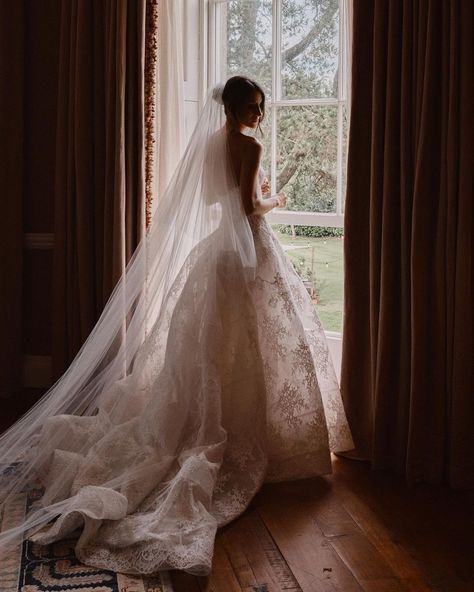 Benjamin Wheeler on Instagram: “Alexandra on her wedding day, wearing the incredible @moniquelhuillierbride ❤️ ______________________________ Film by @gorgeousfilms…” Long Train Wedding Dress Photo Ideas, Ballgown Wedding Photos, Bridal Instagram Story, Benjamin Wheeler, Bridal Fashion Photography, Wedding Dress Photos, Wedding Dress Detail Shots, Bridals Photo Shoot, Wedding Day Aesthetic