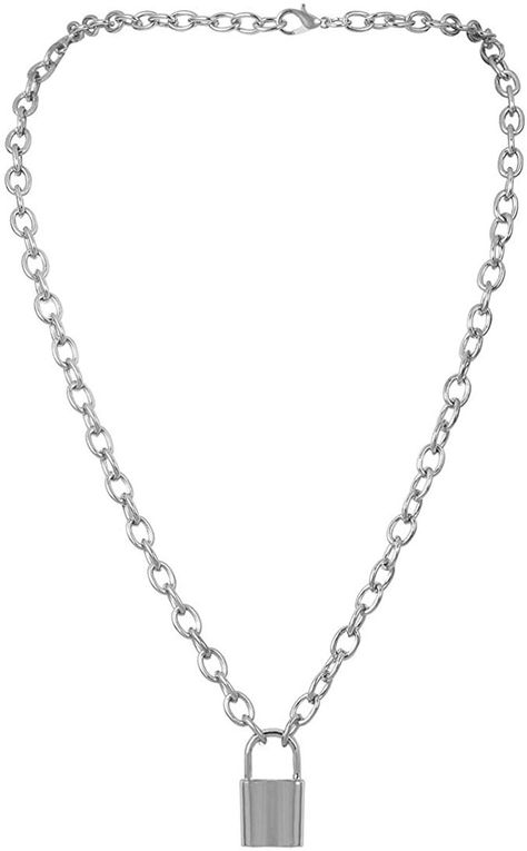 Amazon.com: 7th Moon Lock Pendant Necklace Statement Long Chain Punk Multilayer Choker Necklace for Women Girls (Silver): Clothing Engraved Locket, Lock Pendant, Pendant Necklace Simple, Cheap Necklaces, Presents For Boyfriend, Lock Necklace, Chain Fashion, Chain Choker Necklace, Teardrop Necklace