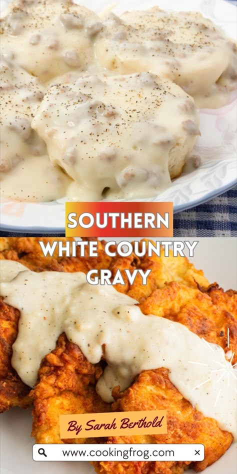 Bring the taste of the South to your kitchen with this easy-to-make Southern White Country Gravy recipe. This creamy and rich gravy is a perfect complement to biscuits, mashed potatoes, and a variety of breakfast dishes. Its buttery flavor and smooth texture make it an instant family favorite. Ideal for anyone looking to add a touch of Southern charm to their meals, this white gravy recipe is simple, quick, and delicious. Homemade Country Gravy Recipe, White Country Gravy Recipe, White Country Gravy, Reindeer Food Recipe, Country Gravy Recipe, White Gravy Recipe, Fried Food Recipes, Homemade Gravy Recipe, Easy Gravy Recipe