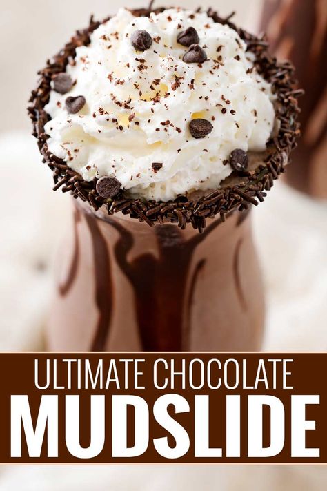 The Ultimate Frozen Chocolate Mudslide - The Chunky Chef Mudslide Drink, Mudslide Recipe, Frozen Sangria, Chocolate Vodka, Boozy Milkshake, Chunky Chef, Ice Cream Shake, Booze Cruise, Mudslide