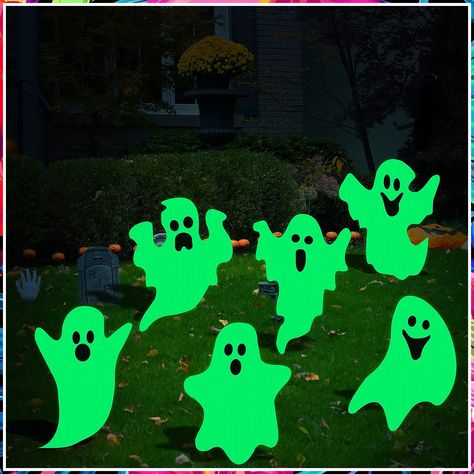 6 Pcs Halloween Yard Sign Stakes 16 Inch Glow in the Dark Halloween Outdoor Decorations Halloween Yard Fluorescent Signs for Yard Lawn Garden Decor (Ghosts) Demon Hands, Outdoor Decorations Halloween, Halloween Yard Signs, Glow In The Dark Halloween, Halloween Lawn, Spider Web Decoration, Halloween Outside, Diy Glow, Halloween Ghost Decorations