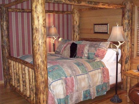 Looking for some Valentine's romance?  "Like" if you are needing a romantic getaway! We have the solution for you! $100 off our Luxury Suite package with meals from February 1st-17th! Only $174 per couple!! #vacation #Valentine #Valentine'sDay Log Canopy Bed, Wood Canopy Bed, Northern White Cedar, Log Bed, Wood Canopy, Matching Nightstands, Log Furniture, Canopy Bed, White Furniture