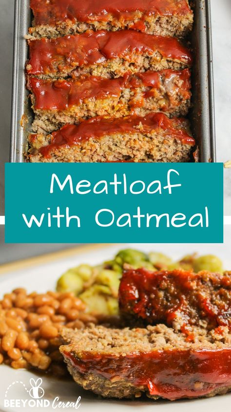 A simple and easy meatloaf recipe that only takes minutes to prepare. With oats inside and a ketchup topping, this meatloaf is a great comfort dish (and frugal to make!) You're going to love this meatloaf with oatmeal recipe, and so will the kids! Quaker Oats Meatloaf Recipe Oatmeal, Meatloaf Made With Oatmeal, Quaker Oatmeal Meatloaf Recipe, Oatmeal Meatloaf Recipes, Meatloaf Recipes With Oats, Meatloaf No Ketchup, Meatloaf Recipes With Oatmeal, Quaker Oats Meatloaf Recipe, Creamy Chicken Soup Recipes