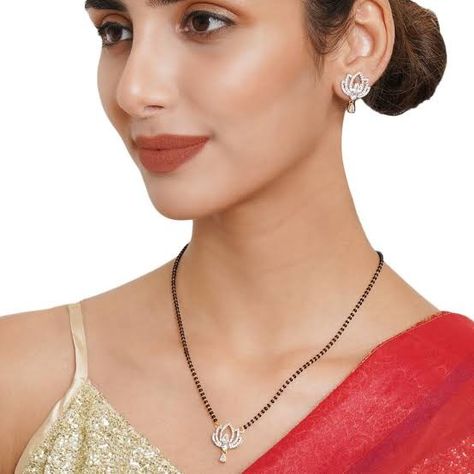 Stylish Mangalsutra, Mangalsutra With Earrings, Mangalsutra Set, Black Beads Mangalsutra, Statement Jewellery, Earrings Pearl, Round Design, Husband And Wife, Eternal Love