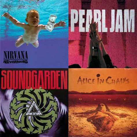 Grunge Bands. AIC, Pearl Jam, Nirvana, and Sound garden. Fotografia Grunge, Rock Guys, Cap Art, Papa Roach, Breaking Benjamin, Quotes Music, Sara Bareilles, Grunge Band, Grunge Music