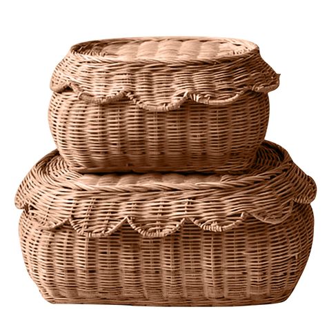 PRICES MAY VARY. Handcrafted Rattan Basket Set: Our scalloped basket set is meticulously handcrafted from natural rattan, providing an elegant and sustainable storage solution for your home. Scallop Lid Design: Featuring a unique scalloped design, each woven basket with lid is an attractive addition to any room. The scallop lid ensures your items are kept neatly away from view. Versatile Rattan Storage Basket: Perfect for any room, this rattan basket with lid can be used as a nursery basket, add Storage Basket With Lid, Basket Home Decor, Nursery Changing Table, Housewarming Gift Baskets, Rattan Baskets, Nursery Baskets, Best Gift Baskets, Vintage Nursery Decor, Storage Baskets With Lids