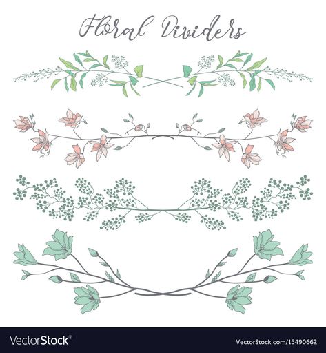 Plant Borders Drawing, Plant Border Design, Plant Border Drawing, Floral Border Design Simple, Floral Doodle Borders Hand Drawn, Text Dividers Hand Drawn, Journal Frames Doodle Borders, Floral Dividers Hand Drawn, Plant Vector