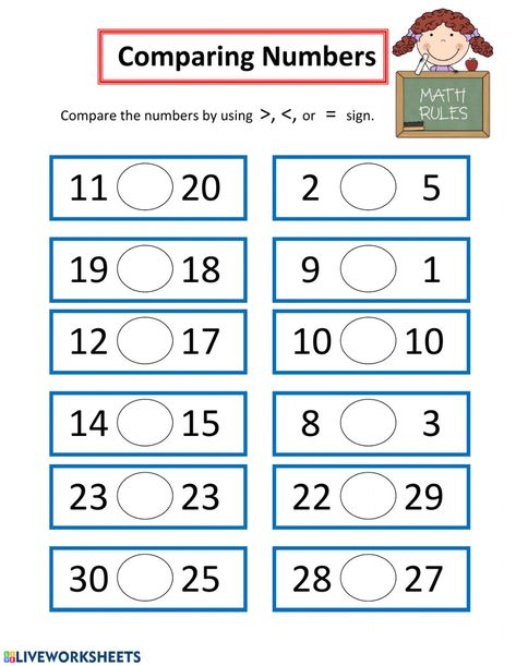 Comparing Numbers - Interactive worksheet Match Numbers Worksheet, Comparing Numbers Activities, Comparing Numbers Worksheets 2nd Grade, Comparing Numbers Worksheet Grade 1, Comparing Quantities Worksheet, Compare Numbers, Order And Compare Numbers, Comparing 4 Digit Numbers Worksheet, Maths Comparison Worksheet